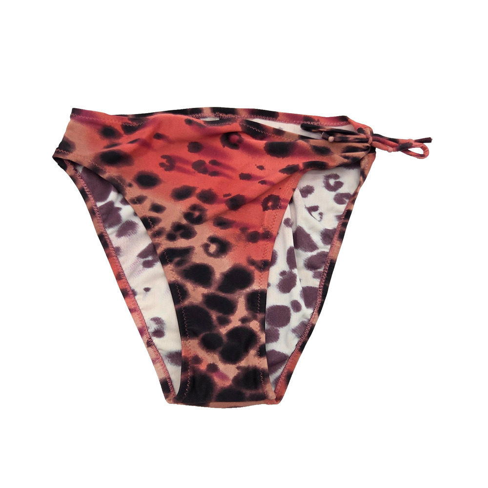 Shan Bikini Bottom Separate Leopard Print Size 6 Pink Gray High Cut Cheeky Tie